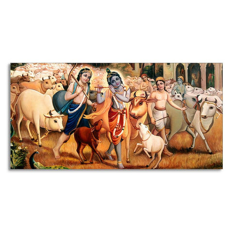 Shree Krishna with Balram Canvas Wall Painting - Decor Mantra 