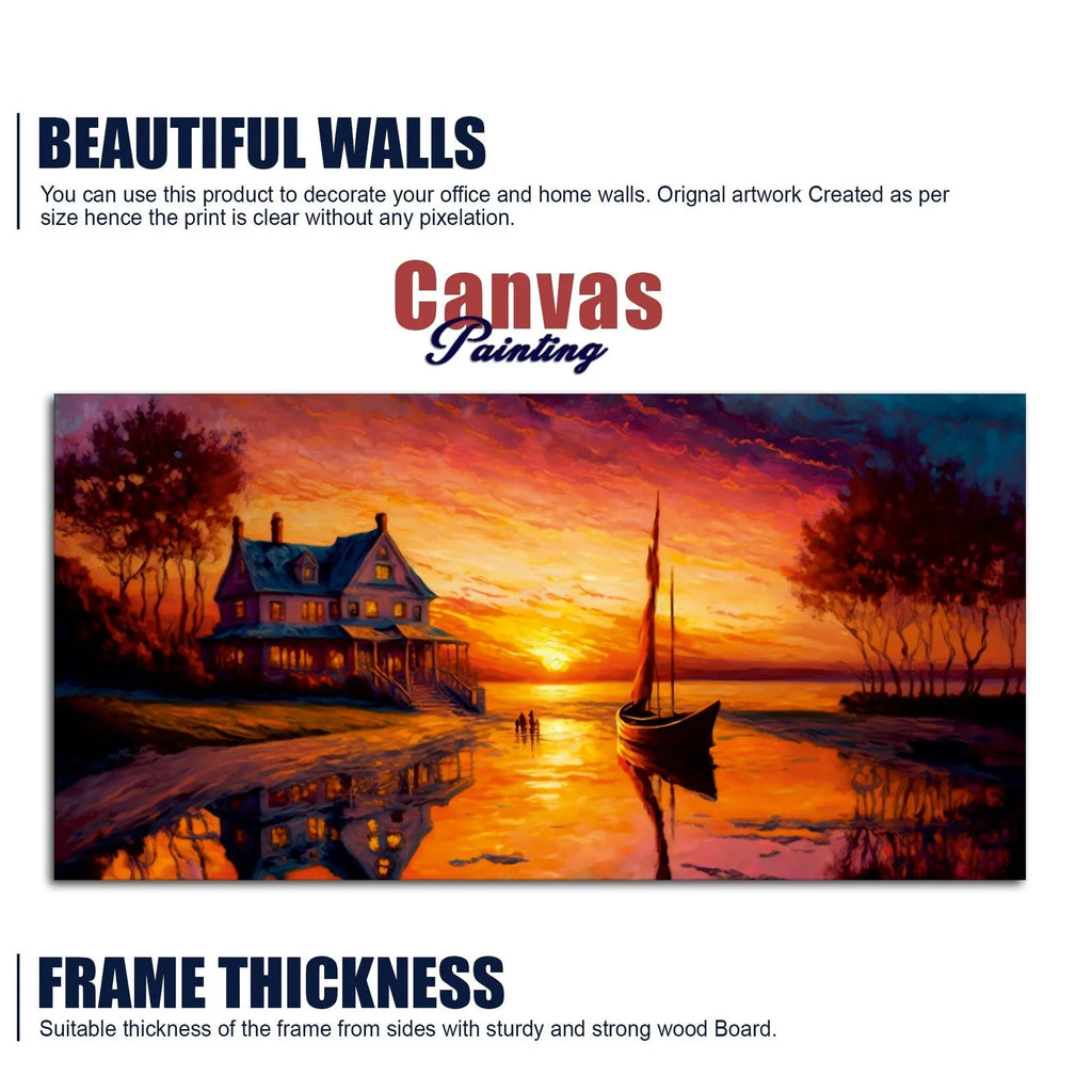 Beautiful Lake with A Sunset View Canvas Wall Painting Decor Mantra