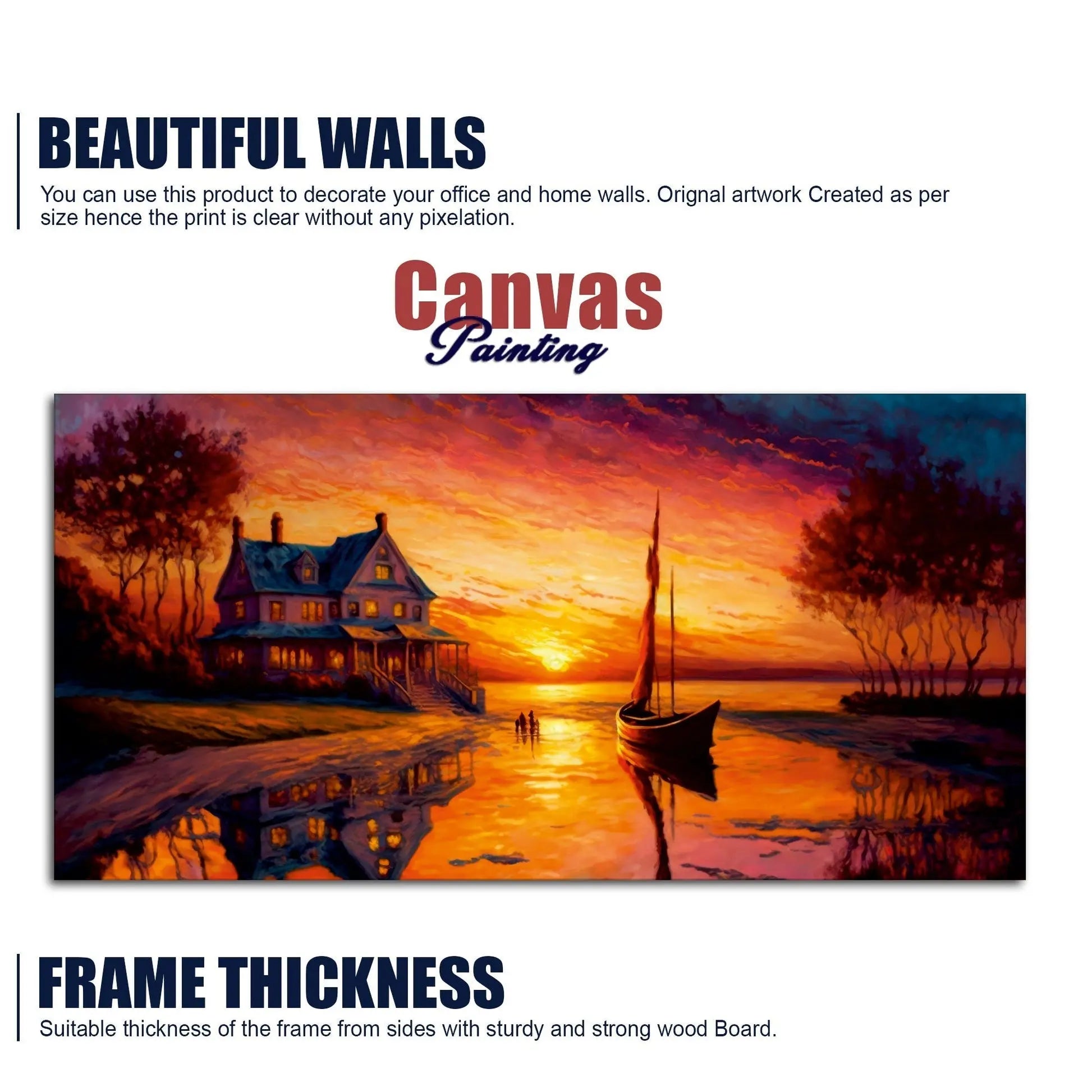 Beautiful Lake with A Sunset View Canvas Wall Painting Decor Mantra
