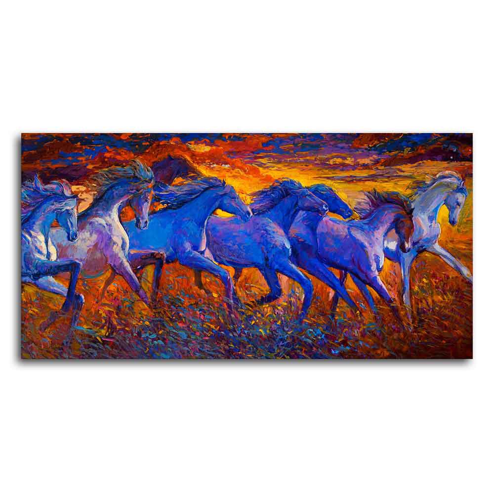Seven Horses Running Canvas Wall Painting - Decor Mantra 