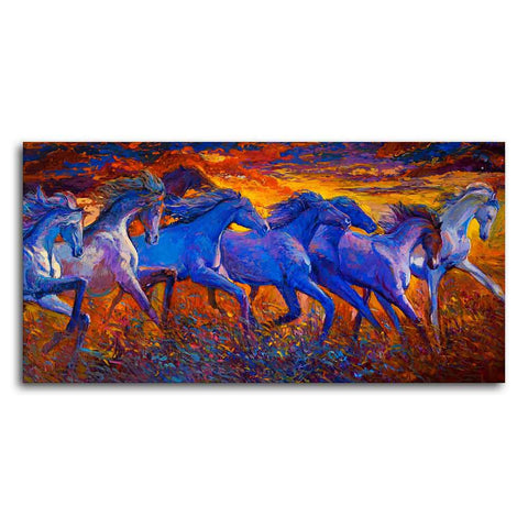 Seven Horses Running Canvas Wall Painting - Decor Mantra 