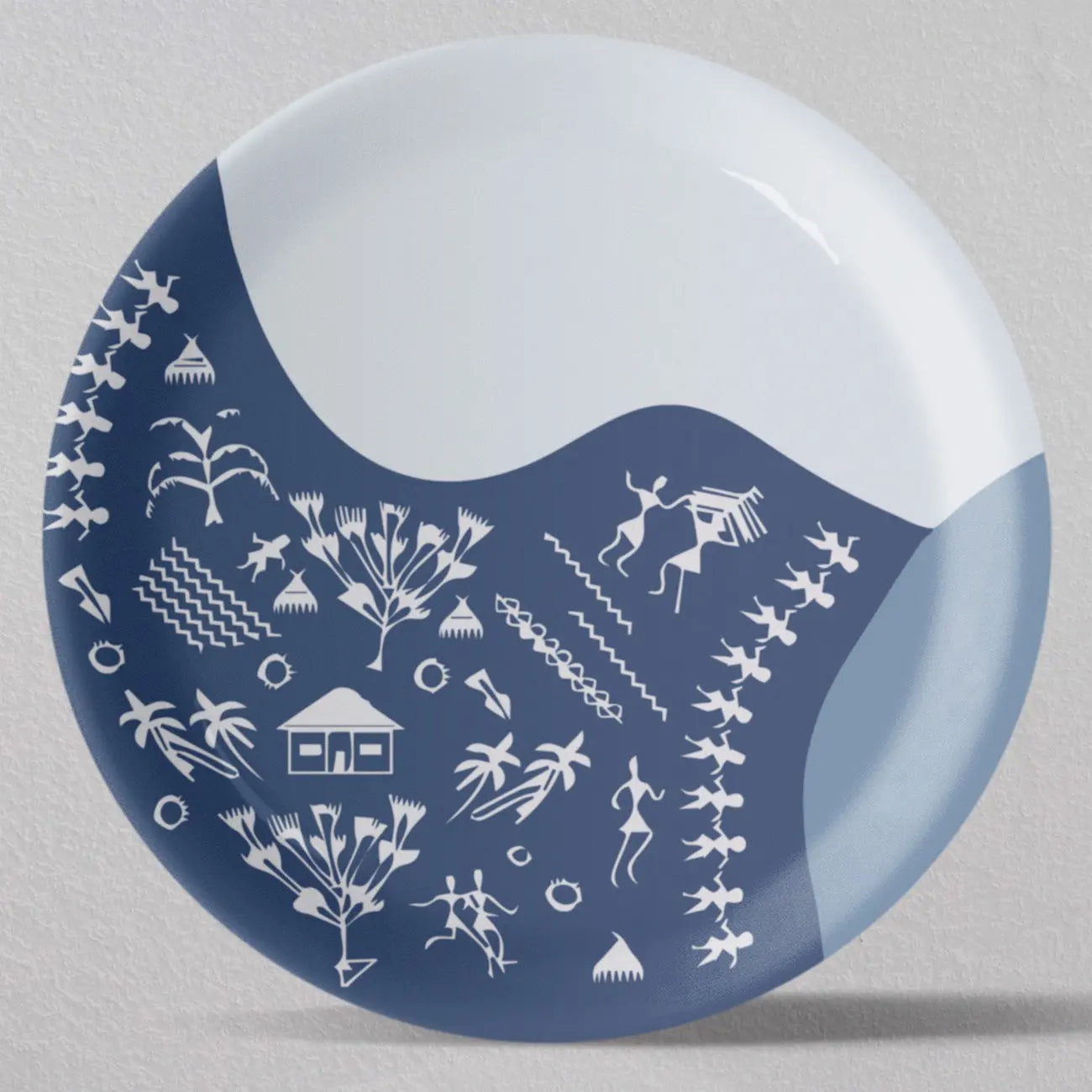Modern Fusion Warli Floral Wall Plate - Harshita Craft