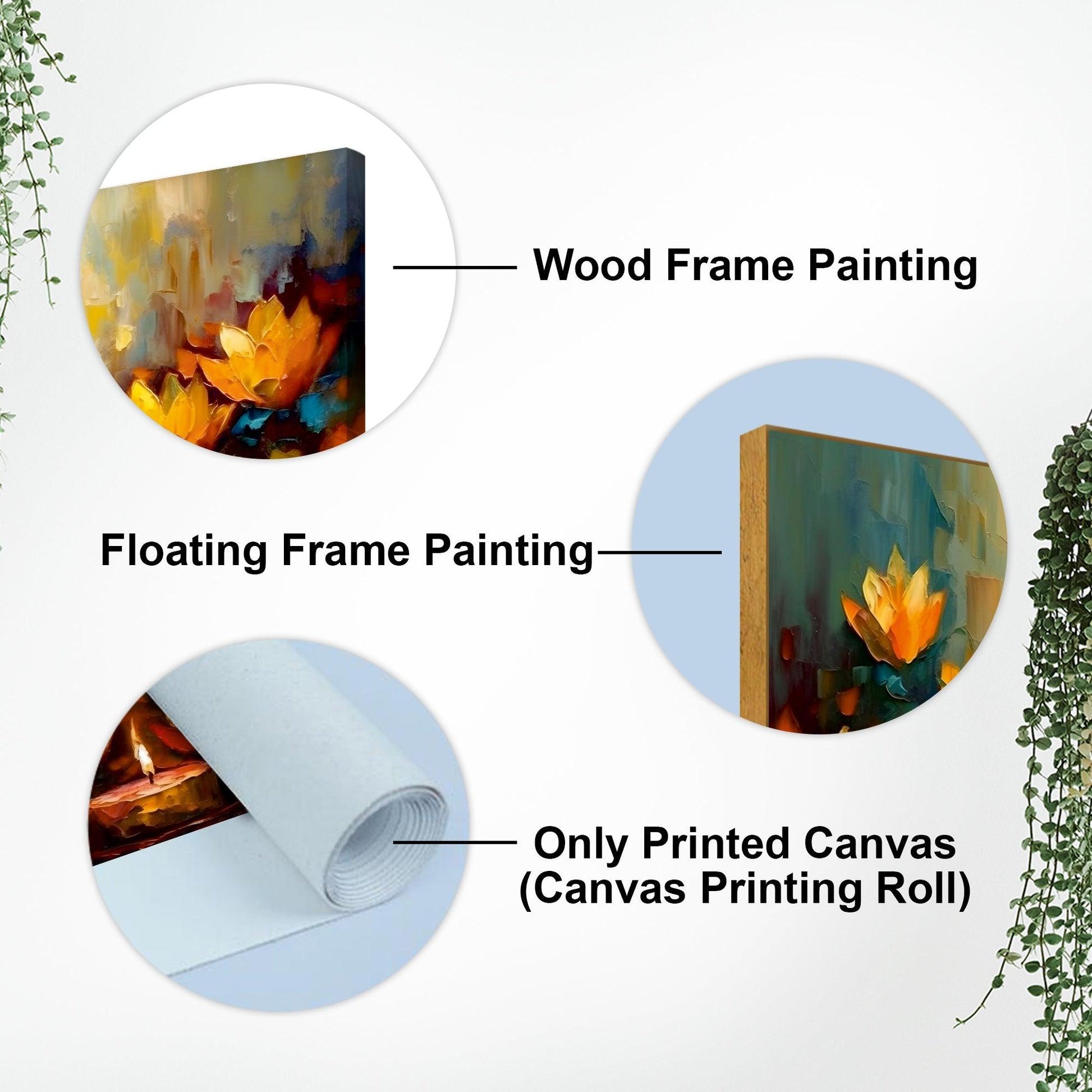 Meditating Buddha Statue with Lotus Flower Canvas Wall Painting - Decor Mantra 