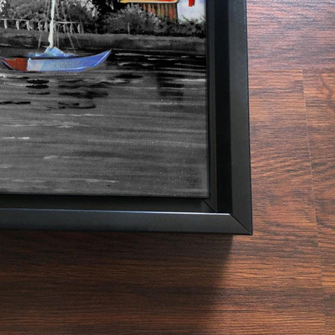 Beautiful Lake View Scenery Wall Painting of 2 Pieces Floating Frame - Decor Mantra 