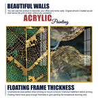 Amazing Golden Pattern Acrylic Floating Wall Painting Set of 2 - Decor Mantra 