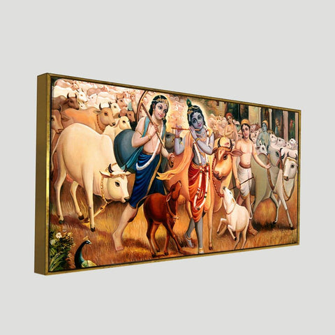 Shree Krishna with Balram Canvas Wall Painting - Decor Mantra 