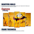 Flamingos Flying in Sunset 5 Pieces Wall Painting - Decor Mantra 