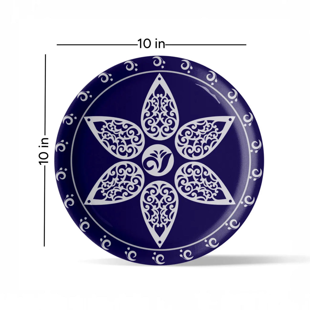 Elegant Blue Pottery flower Art for Every Space Wall Plate - Harshita Craft