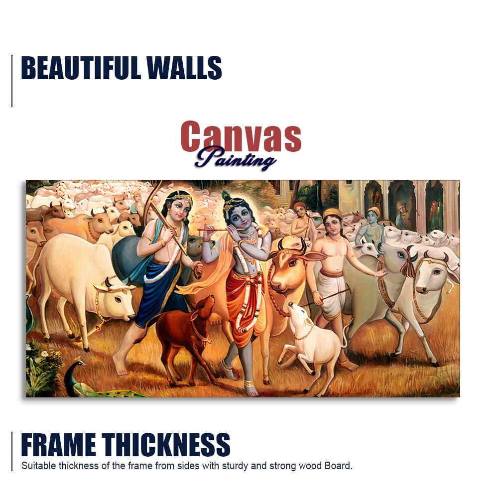 Shree Krishna with Balram Canvas Wall Painting - Decor Mantra 