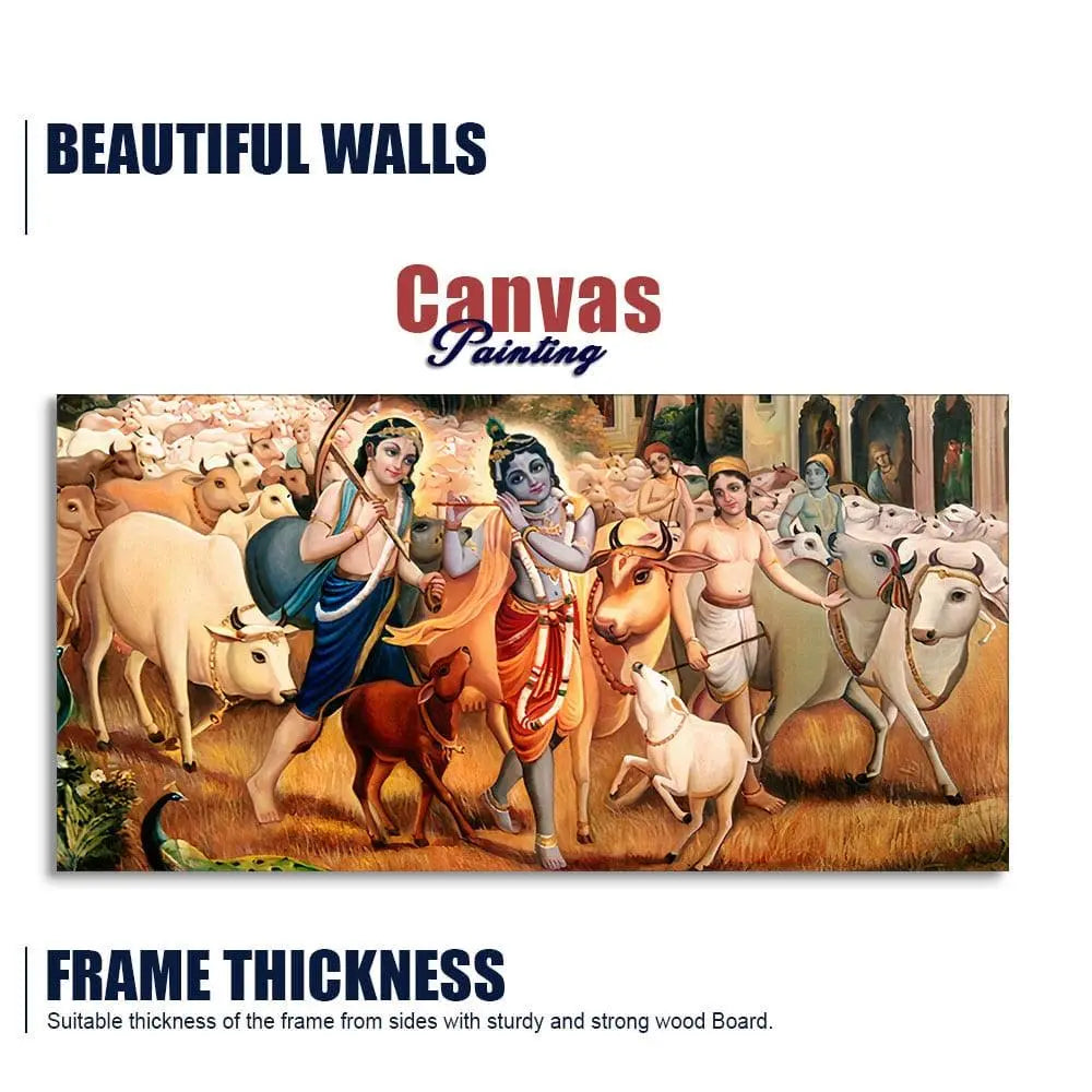 Shree Krishna with Balram Canvas Wall Painting - Decor Mantra 