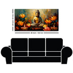 Meditating Buddha Statue with Lotus Flower Canvas Wall Painting - Decor Mantra 