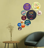Decorative MDF Wooden Wall Hanging Decoration Item For Home | Office | Gifts |Modern Wall Artworks Items | Wall Art | Living Room | Bedroom |Quotes Decor Item (WPS_140N) Pack of 11 Pieces - Decor Mantra 