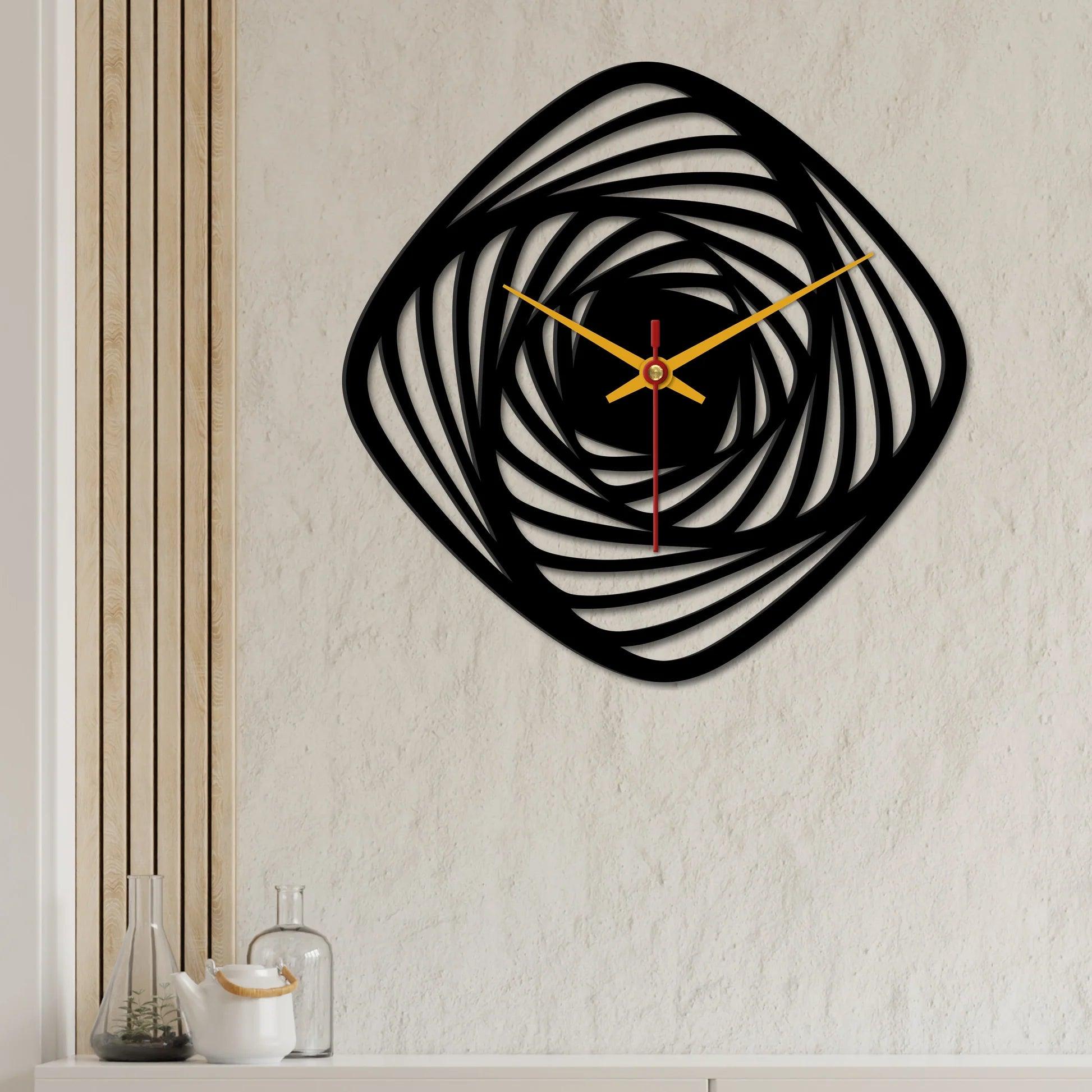 Geometric Shape Wooden Wall Clock - Decor Mantra 