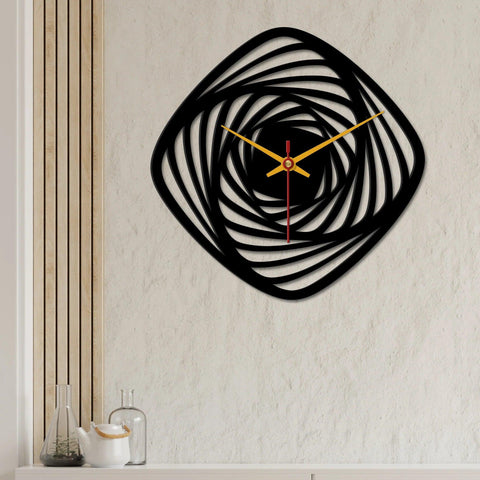 Geometric Shape Wooden Wall Clock - Decor Mantra 