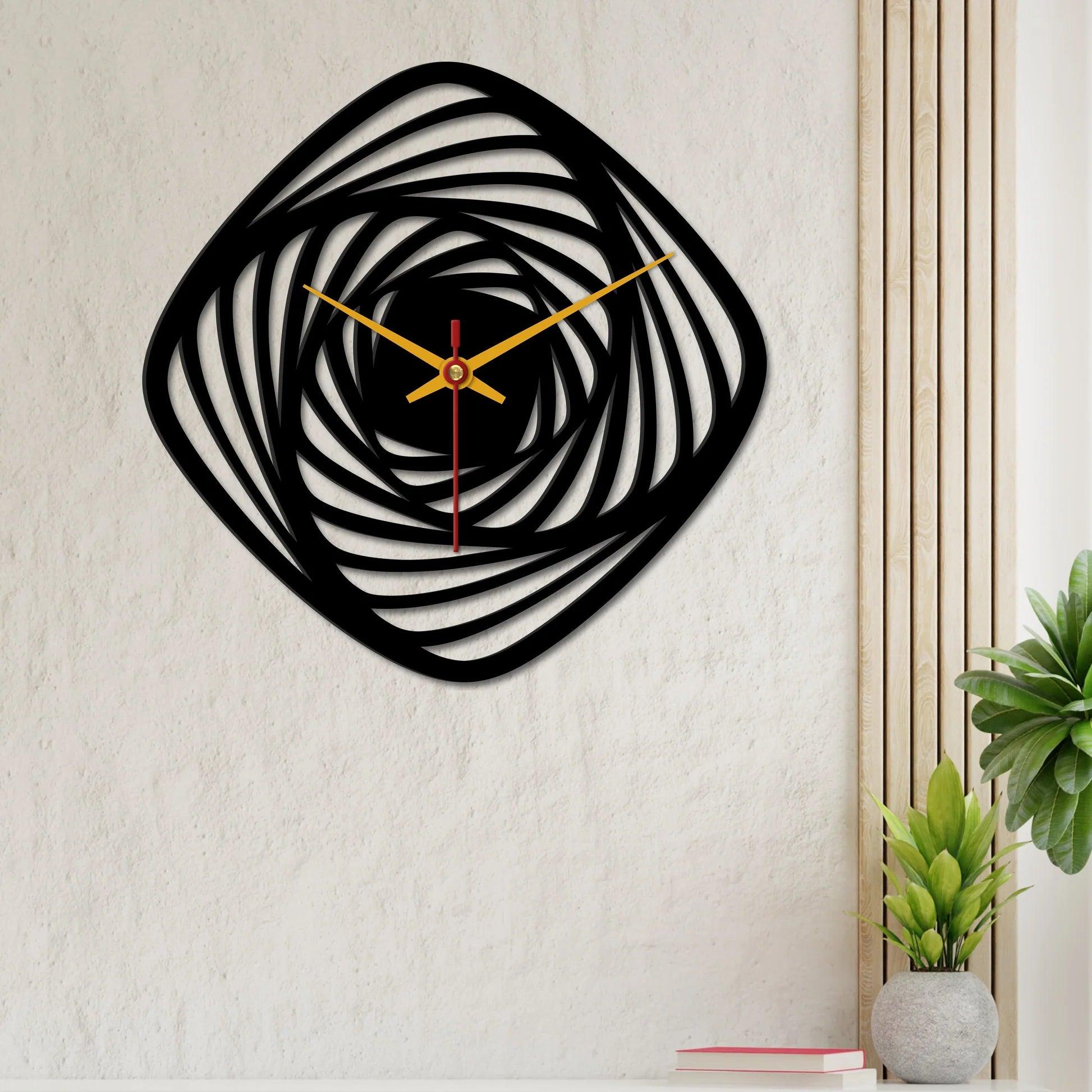 Geometric Shape Wooden Wall Clock - Decor Mantra 