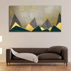 Geometric Shapes with Golden and dark triangles Canvas Wall Painting DECORMANTRA