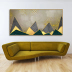 Geometric Shapes with Golden and dark triangles Canvas Wall Painting DECORMANTRA