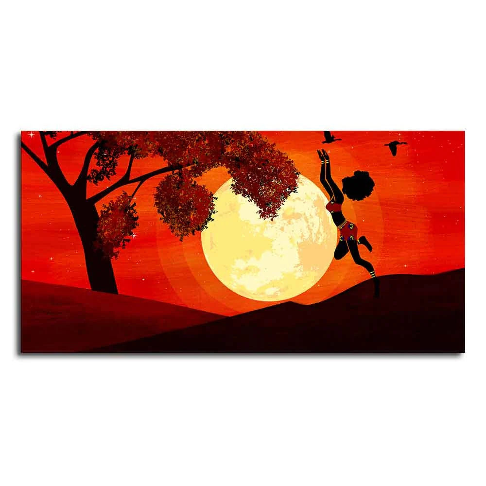 Girl Catching Bird Premium Wall Painting Decor Mantra