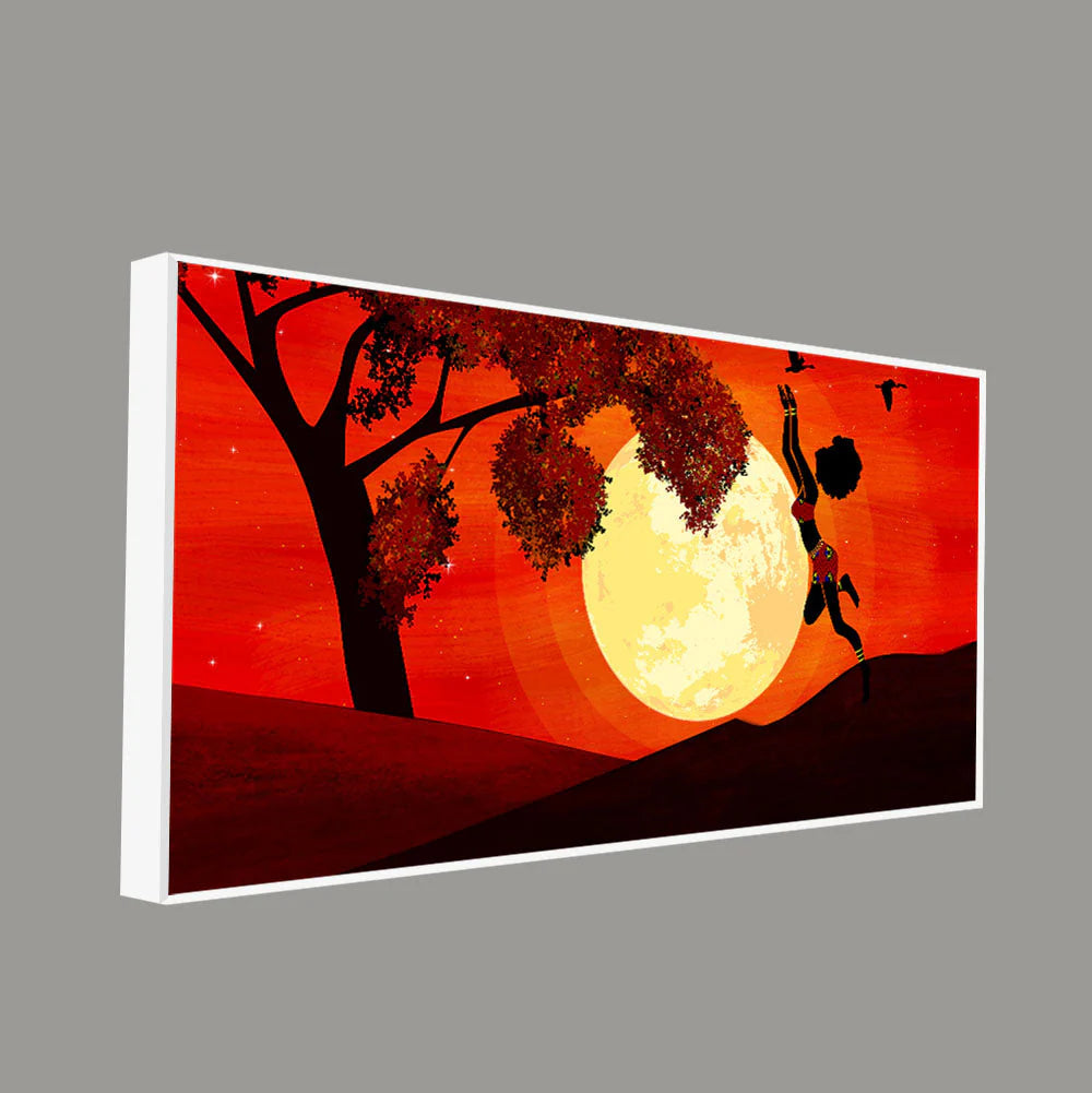 Girl Catching Bird Premium Wall Painting DECORMANTRA