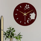 Girl Face in Wooden Wall Clock - Decor Mantra 