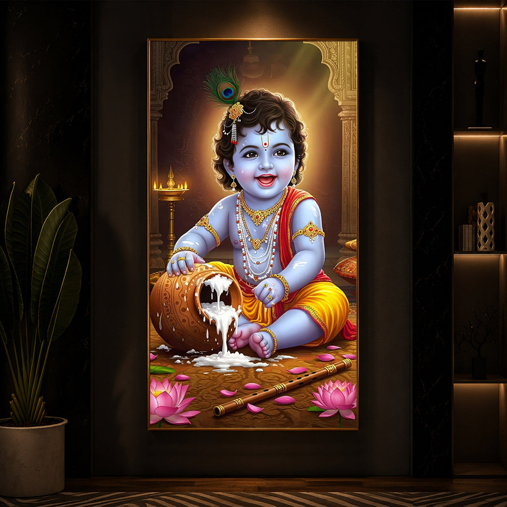 Bal Krishna Modern Luxury Backlight Vertical Wall Art