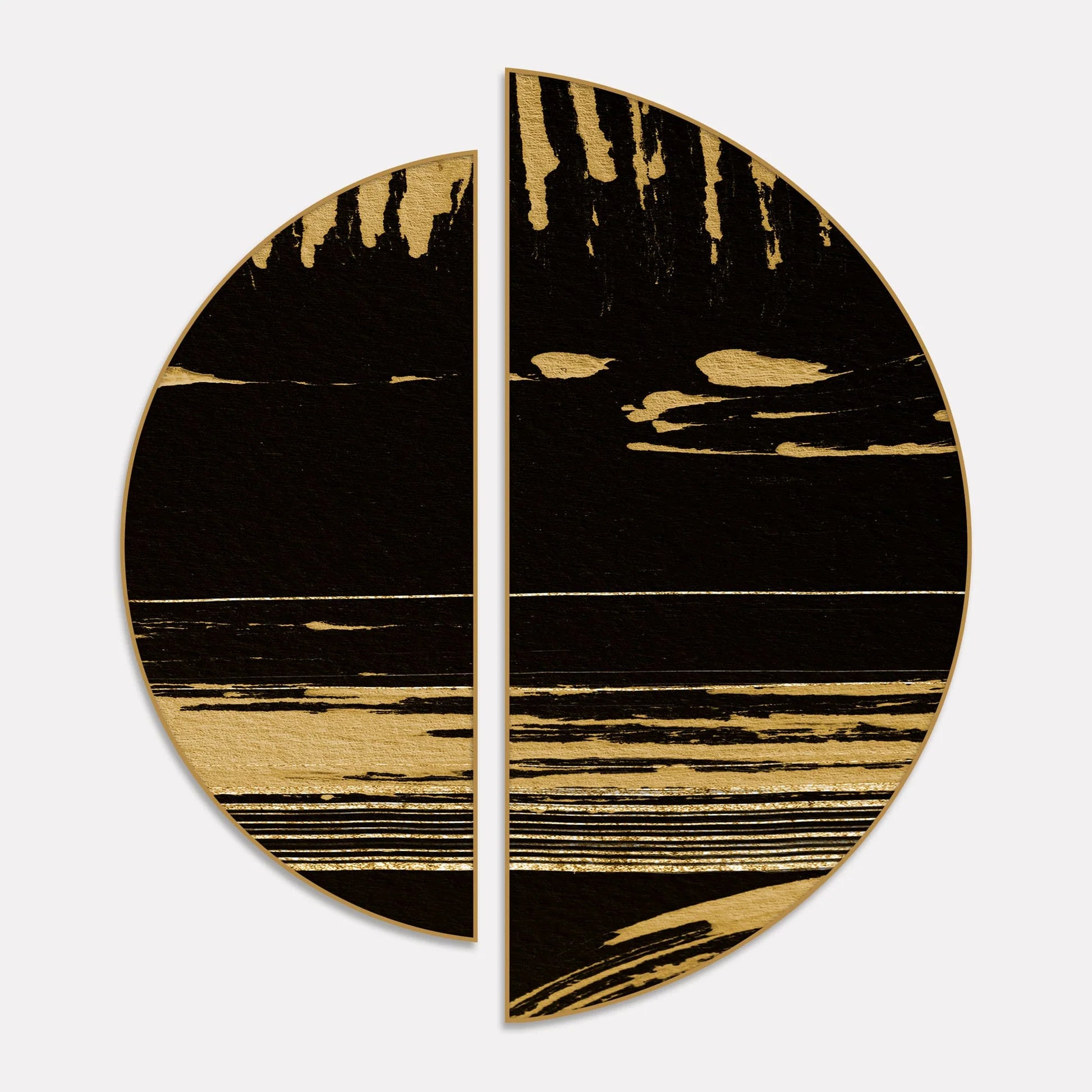 Golden Abstract Drags Semi Circle Frames Set Of 2 - Decor Mantra 