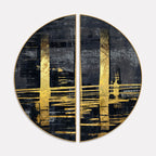Golden Abstract Glimmer Semi Circle Frames Set Of 2 - Decor Mantra 