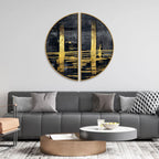 Golden Abstract Glimmer Semi Circle Frames Set Of 2 - Decor Mantra 