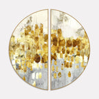Golden Abstract Textured Art Semi Circle Frames Set Of 2 - Decor Mantra 