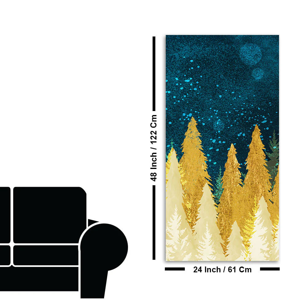 Golden Abstract Tree Premium Canvas Wall Painting DECORMANTRA