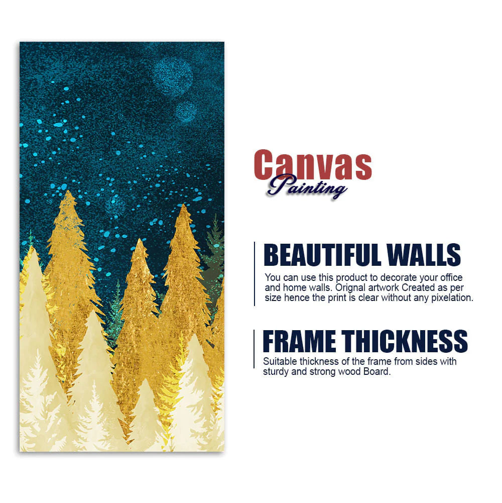 Golden Abstract Tree Premium Canvas Wall Painting DECORMANTRA