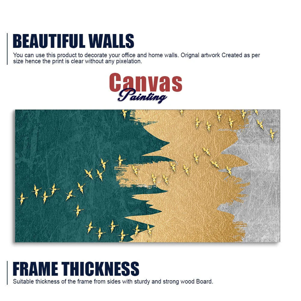 Golden Birds Flying Luxurious Art Premium Wall Painting Decor Mantra