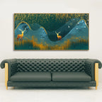 Golden Deer Modern Abstract Art Wall Painting Decor Mantra