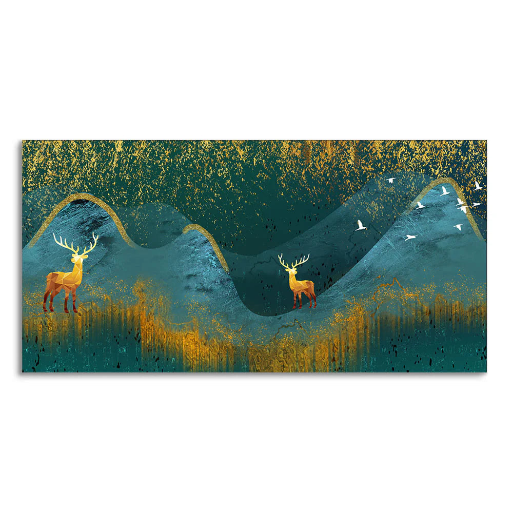 Golden Deer Modern Abstract Art Wall Painting DECORMANTRA