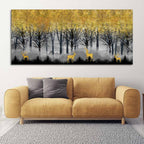 Golden Deer in Dark Forest Canvas Wall Painting DECORMANTRA
