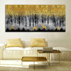 Golden Deer in Dark Forest Canvas Wall Painting DECORMANTRA