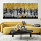 Golden Deer in Dark Forest Canvas Wall Painting DECORMANTRA
