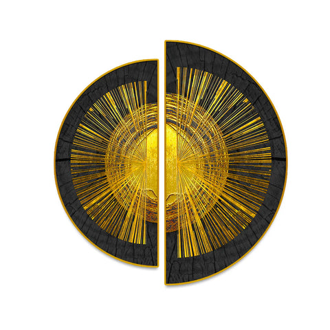 Golden Geometry Semi Circle Wall Paintings & Art