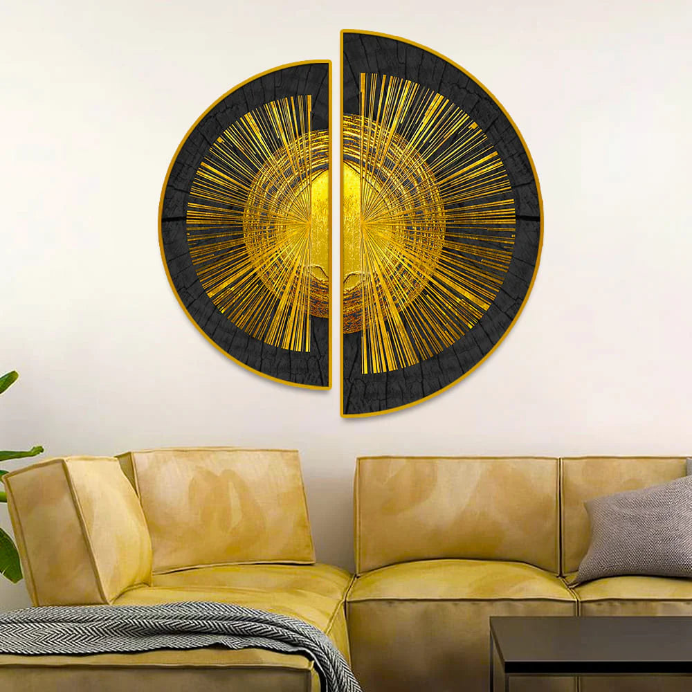 Golden Geometry Semi Circle Wall Paintings & Art Decor Mantra