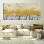 Golden Leaf Trees Canvas Wall Painting DECORMANTRA