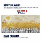 Golden Leaf Trees Canvas Wall Painting DECORMANTRA