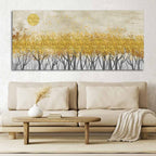 Golden Leaf Trees Canvas Wall Painting DECORMANTRA