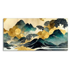 Golden Mountain Scenery of Mount Fuji Premium Canvas Wall Painting DECORMANTRA