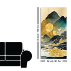 Golden Mountain Scenery of Mount Fuji Premium Wall Painting DECORMANTRA