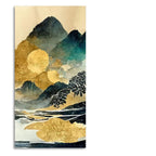 Golden Mountain Scenery of Mount Fuji Premium Wall Painting DECORMANTRA