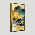 Golden Mountain Scenery of Mount Fuji Premium Wall Painting DECORMANTRA