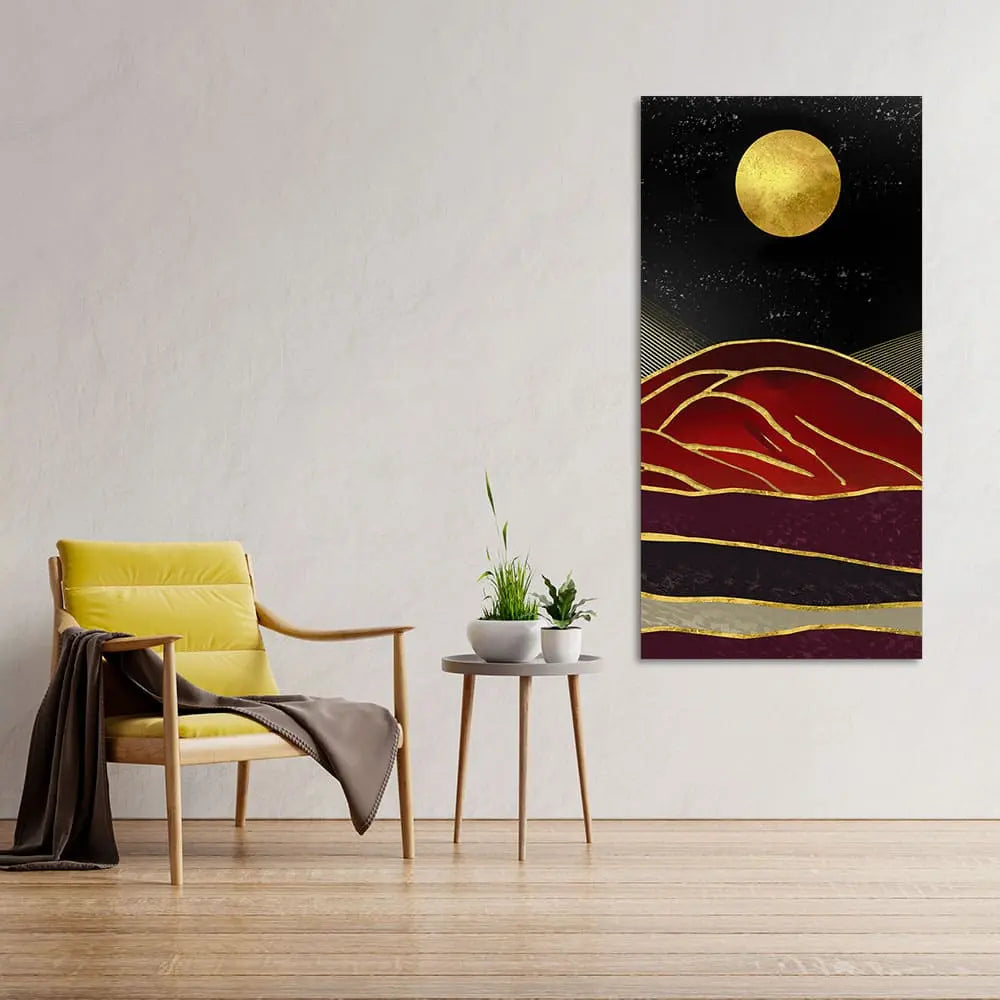 Golden Mountain lines Art Premium Canvas Wall Painting DECORMANTRA