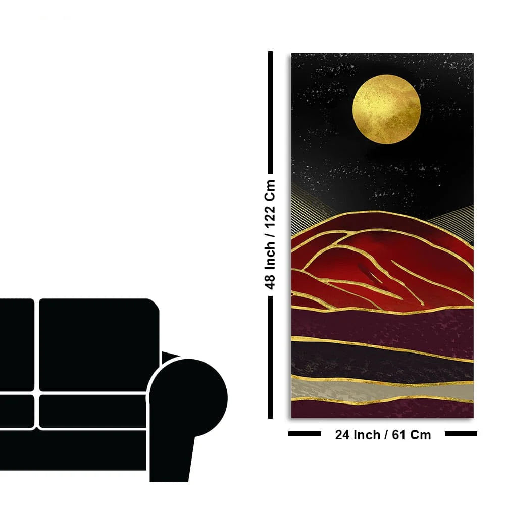 Golden Mountain lines Art Premium Canvas Wall Painting DECORMANTRA