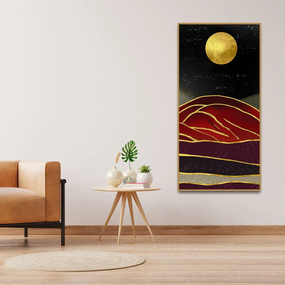 Golden Mountain lines Art Premium Canvas Wall Painting DECORMANTRA