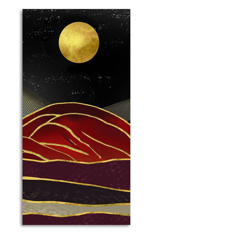 Golden Mountain lines Art Premium Canvas Wall Painting DECORMANTRA